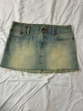 Vintage Y2K Abercrombie & Fitch Distressed Denim Mini Skirt Raw Hem